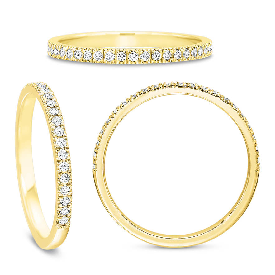 New Aire 0.14ct Diamond Split Shared Prong Partway Band in 18K Yellow Gold