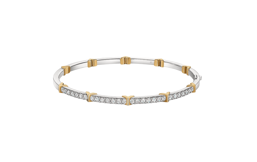 Copley 0.89ct Diamond Bangle Bracelet in 18K White and Yellow Gold