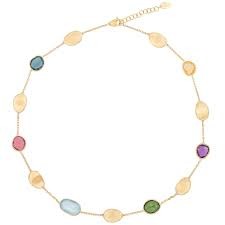 Lunaria Mixed Gemstone Necklace in 18K Yellow Gold, 16.5"