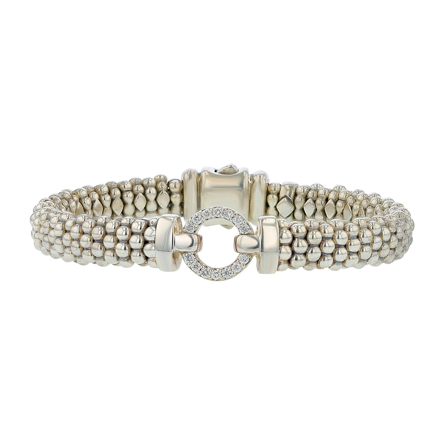 Lagos Caviar Enso Diamond 6mm Circle Bracelet in Sterling Silver