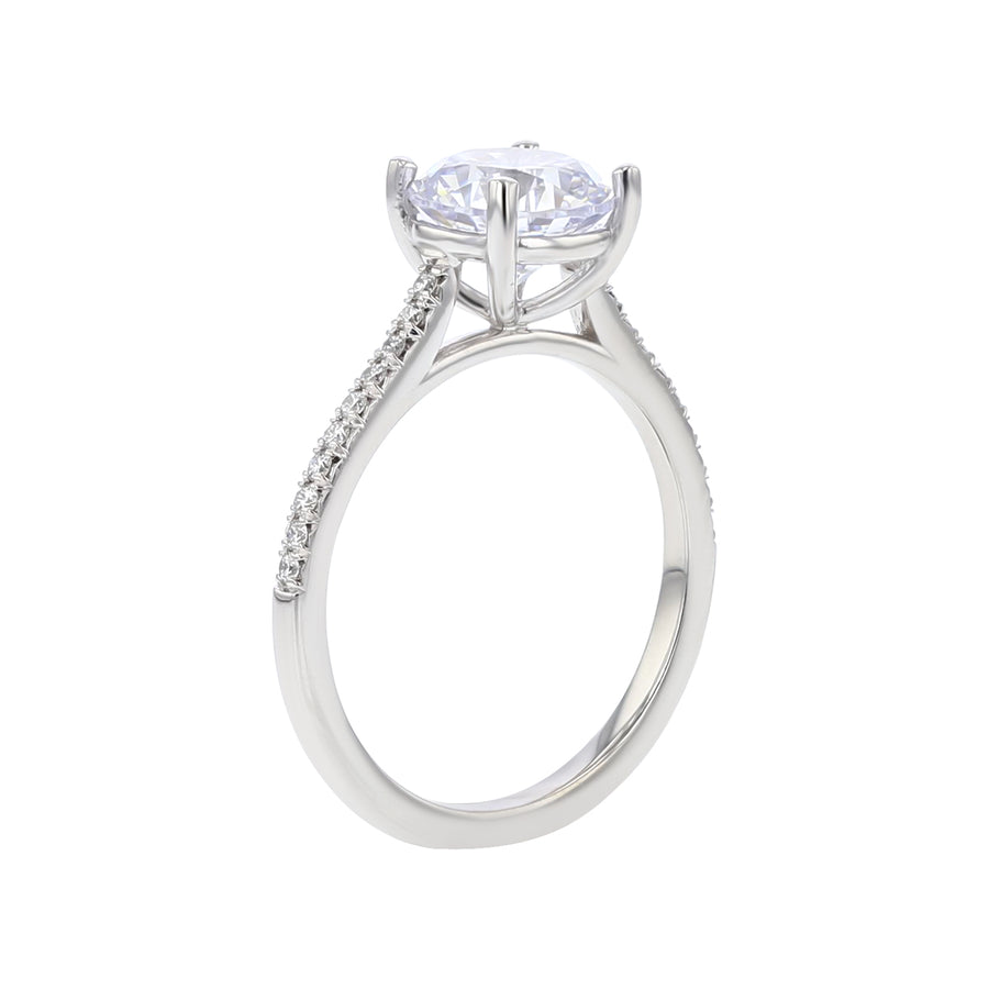 New Aire Diamond Semi-Mount Ring in 18K White Gold and Platinum for Round Center, Size 6
