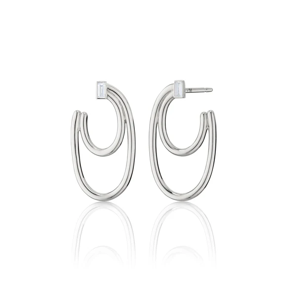Galaxy Wrap 0.24ct White Sapphire Double Hoop Earrings in Sterling Silver