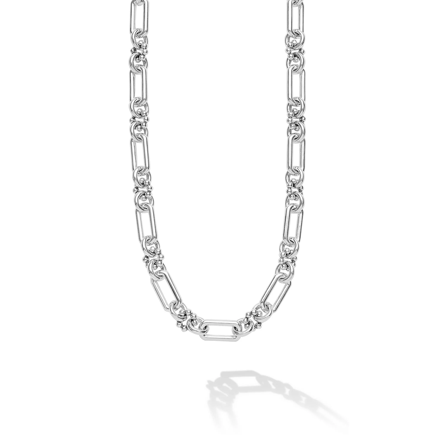 Signature Caviar 6mm Petite Link Necklace in Sterling Silver, 20"