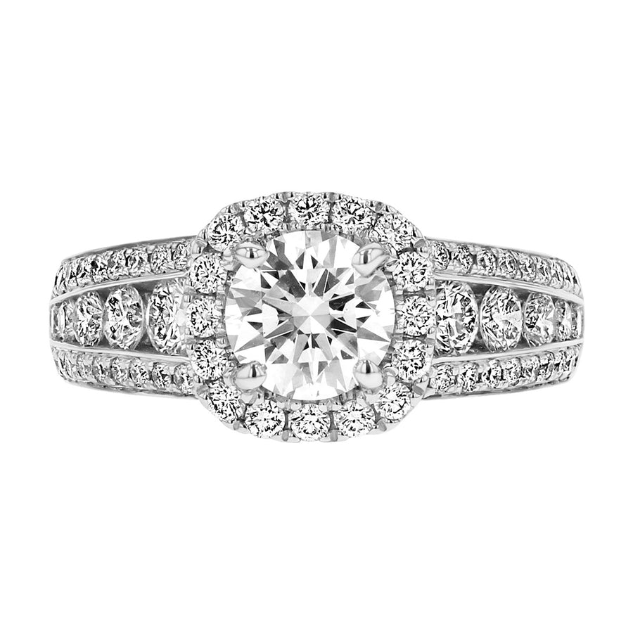 18K White Gold Diamond 3 Row Engagement Ring