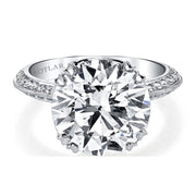 Platinum Etched Engagement Ring with Pave Crown