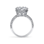 Platinum Etched Engagement Ring with Pave Crown