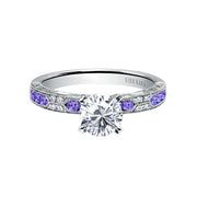 18K Gold Amethyst Diamond Engagement Ring Setting