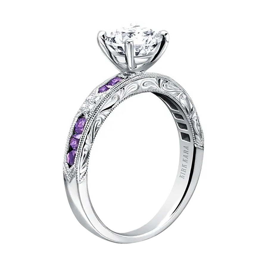 18K Gold Amethyst Diamond Engagement Ring Setting