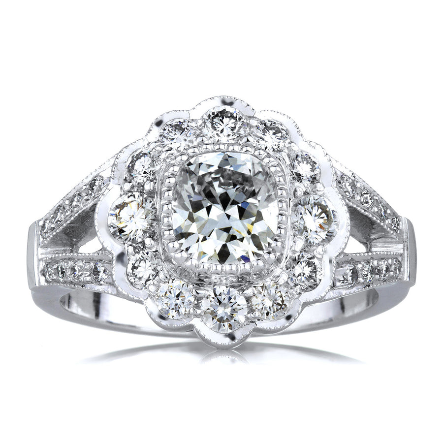 18K White Gold Cushion Diamond Engagement Ring