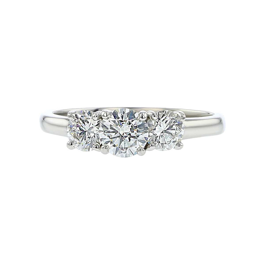 Platinum Fire & Ice Diamond 3-Stone Trellis Engagement Ring