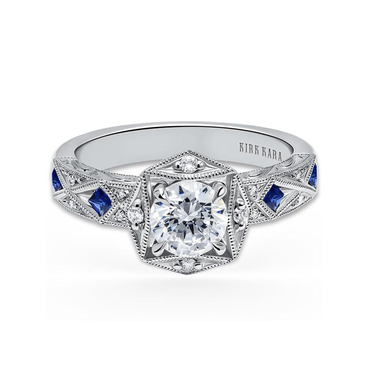Pompeii3 1 Ct Princess Cut Blue Sapphire & Diamond Ladies Wedding Ring 14k  White Gold : Target