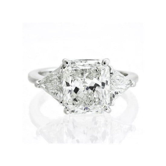 Radiant-Cut Diamond Platinum Three Stone Ring