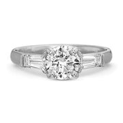 Flush Fit Diamond Semi-Mount Ring in 18K White Gold and Platinum for Round Center, Size 6