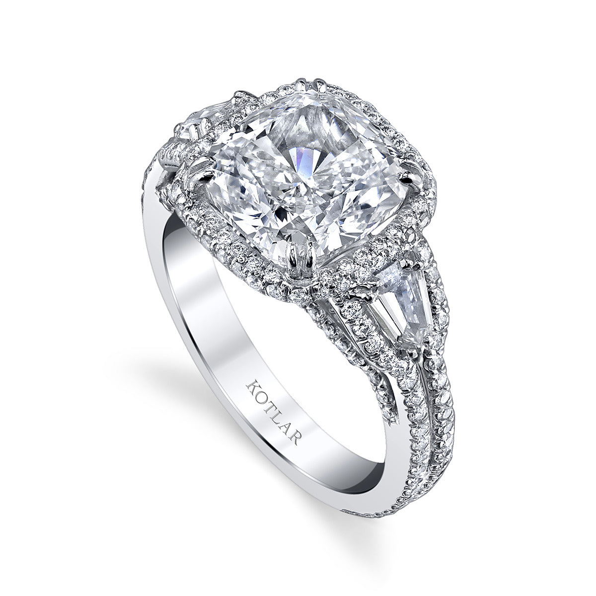 Crescendo Kotlar Cushion Diamond Pave Halo Ring