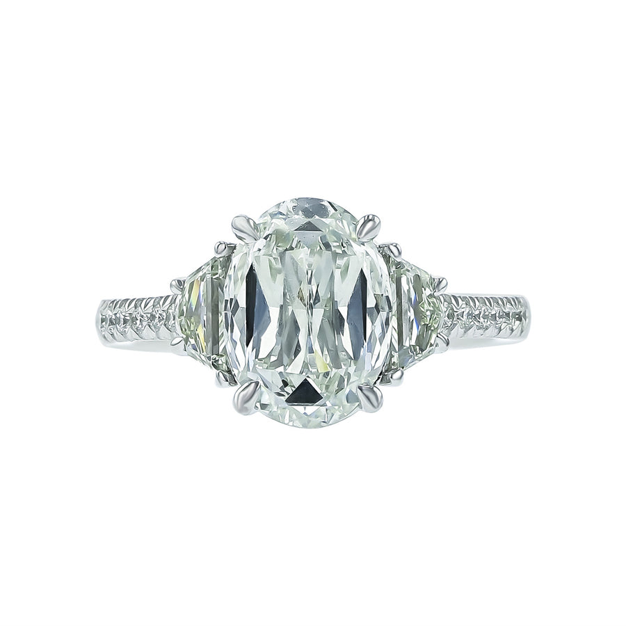 L'Amour Crisscut Oval Diamond 3-Stone Engagement Ring