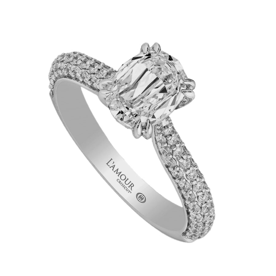 L'Amour Crisscut Oval Diamond Engagement Ring