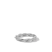 DY Wisteria Band Ring in Platinum with Pave Diamonds