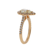 18K Gold Pear Shape Diamond Halo Engagement Ring