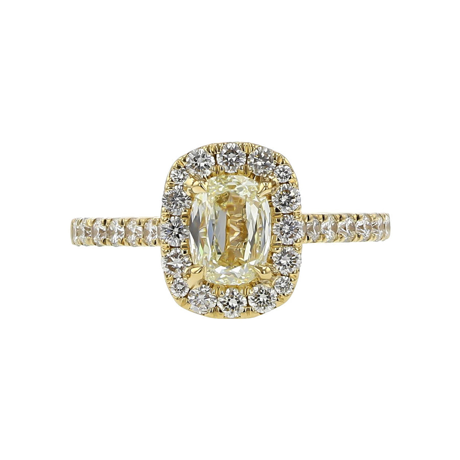 14K Gold Cushion-cut Diamond Halo Engagement Ring