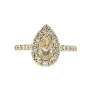 14K Gold Pear-Shaped Diamond Halo Engagement Ring