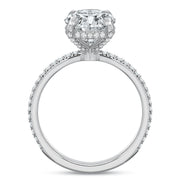 Classic Solitaire Diamond Semi-Mount Ring in 18K White Gold and Platinum for Oval Center, Size 6