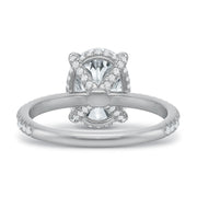 Classic Solitaire Diamond Semi-Mount Ring in 18K White Gold and Platinum for Oval Center, Size 6