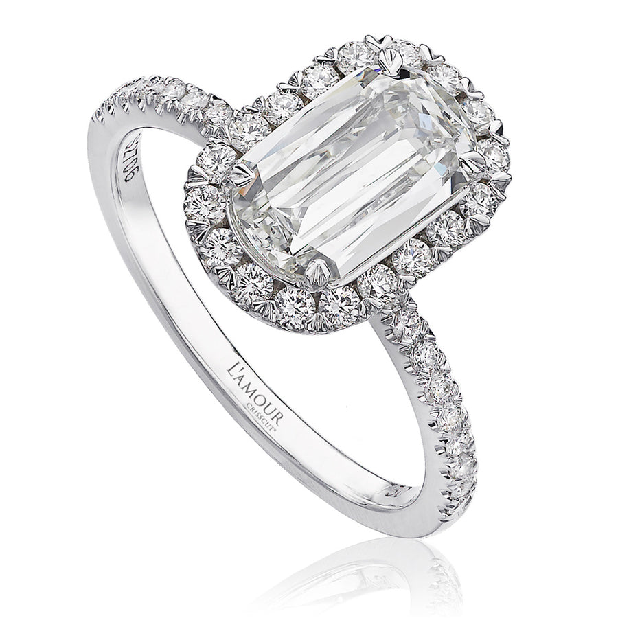 L'Amour Crisscut Oval Diamond Halo Ring