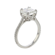 Cushion-cut Diamond Plasmare Pave Solitaire Ring