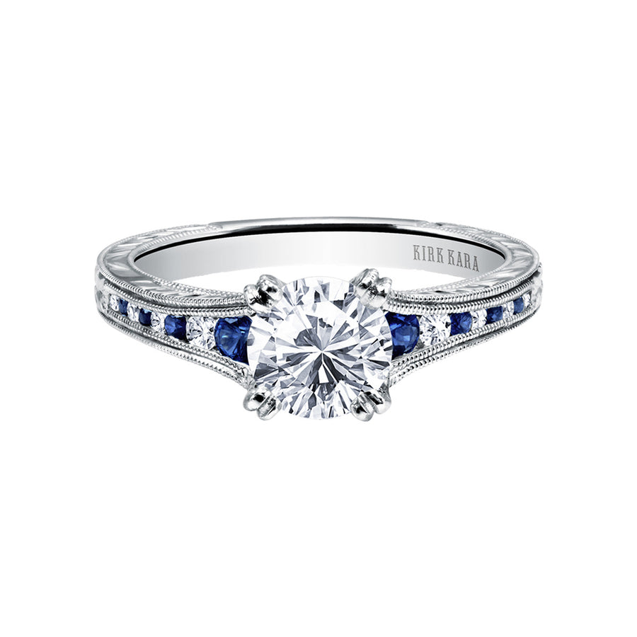Channel-Set Sapphire Diamond Engagement Ring Setting