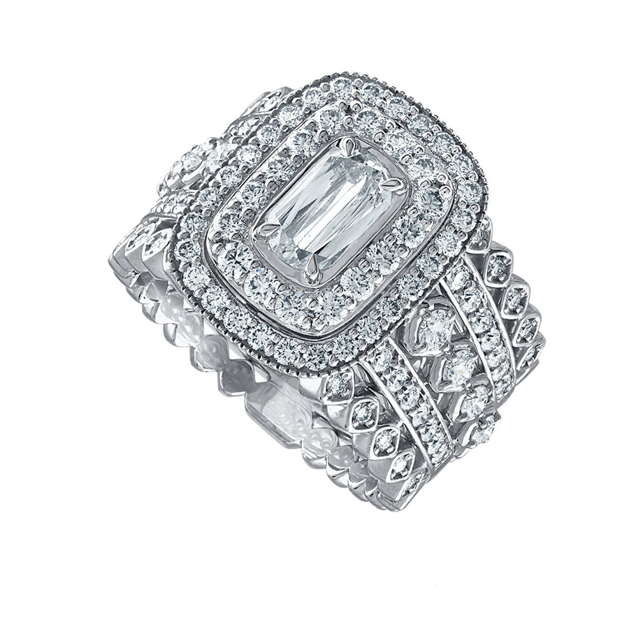 L'Amour Crisscut Art Deco Style Engagement Ring