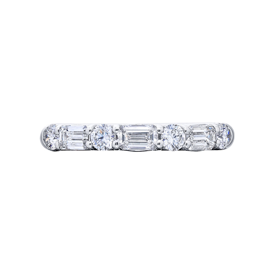Emerald-cut and Round Diamond Band
