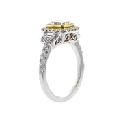 18K White and Yellow Gold Yellow Diamond Halo Ring