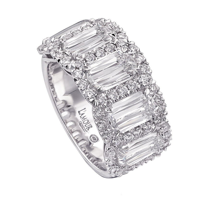 L'Amour Crisscut Diamond Halo 5-Stone Ring