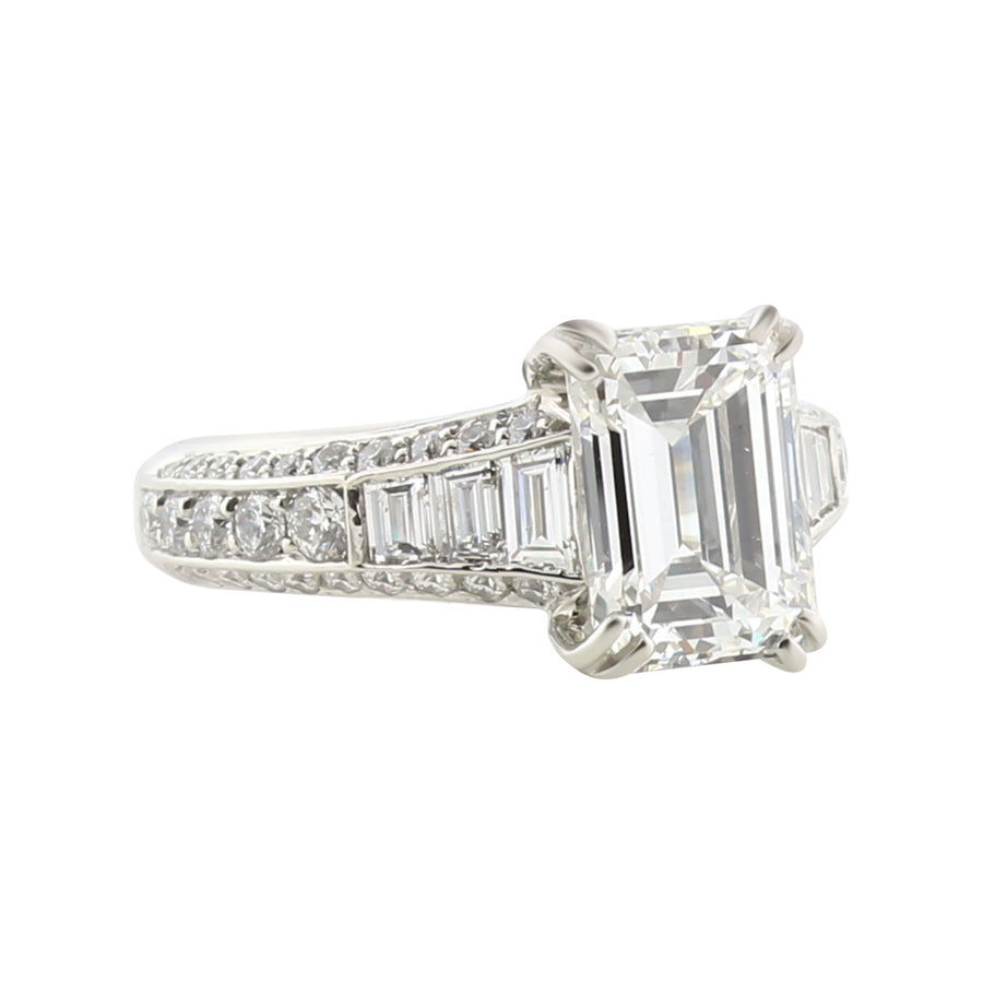 Platinum Emerald-Cut Diamond Engagement Ring