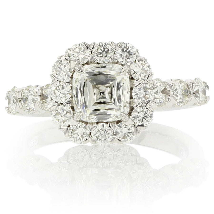 Square Diamond Halo Engagement Ring