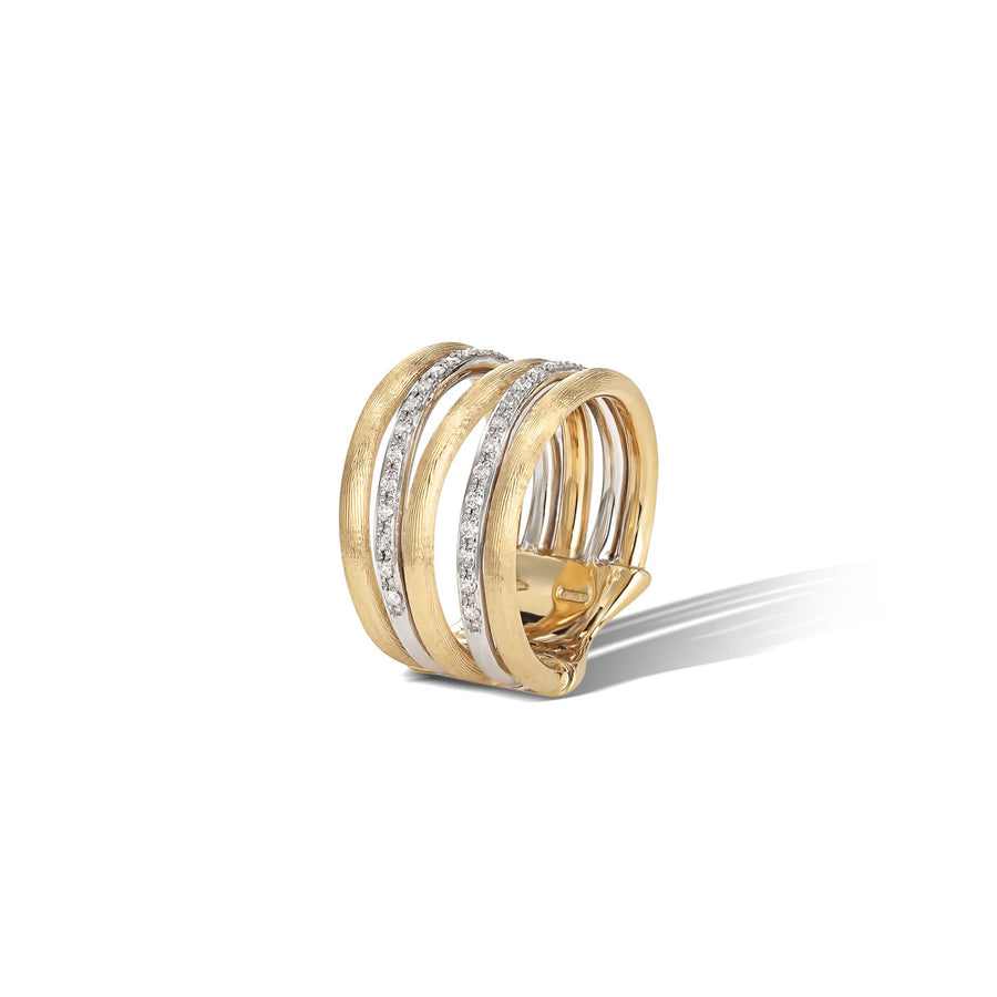 18K Yellow Gold and Diamond Five Row Ring