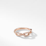 Stax Single Row Pave Chain Link Ring with Diamonds in 18K Rose Gold, 4.5mm