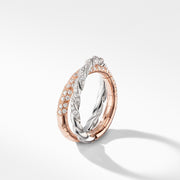 Paveflex Two Row Ring with Diamonds in 18K Rose and White Gold