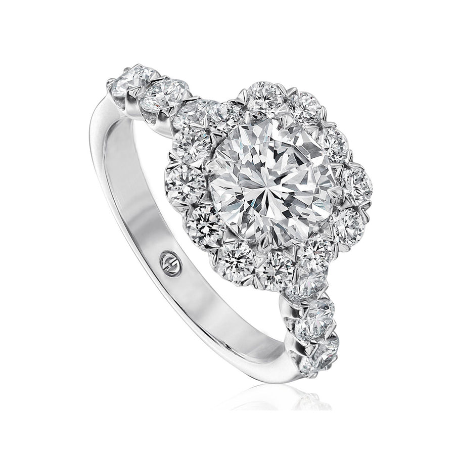 Classic Round Diamond Halo Engagement Ring