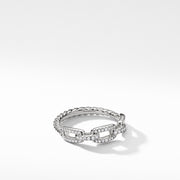 Stax Single Row Pave Chain Link Ring with Diamonds in 18K White Gold, 4.5mm