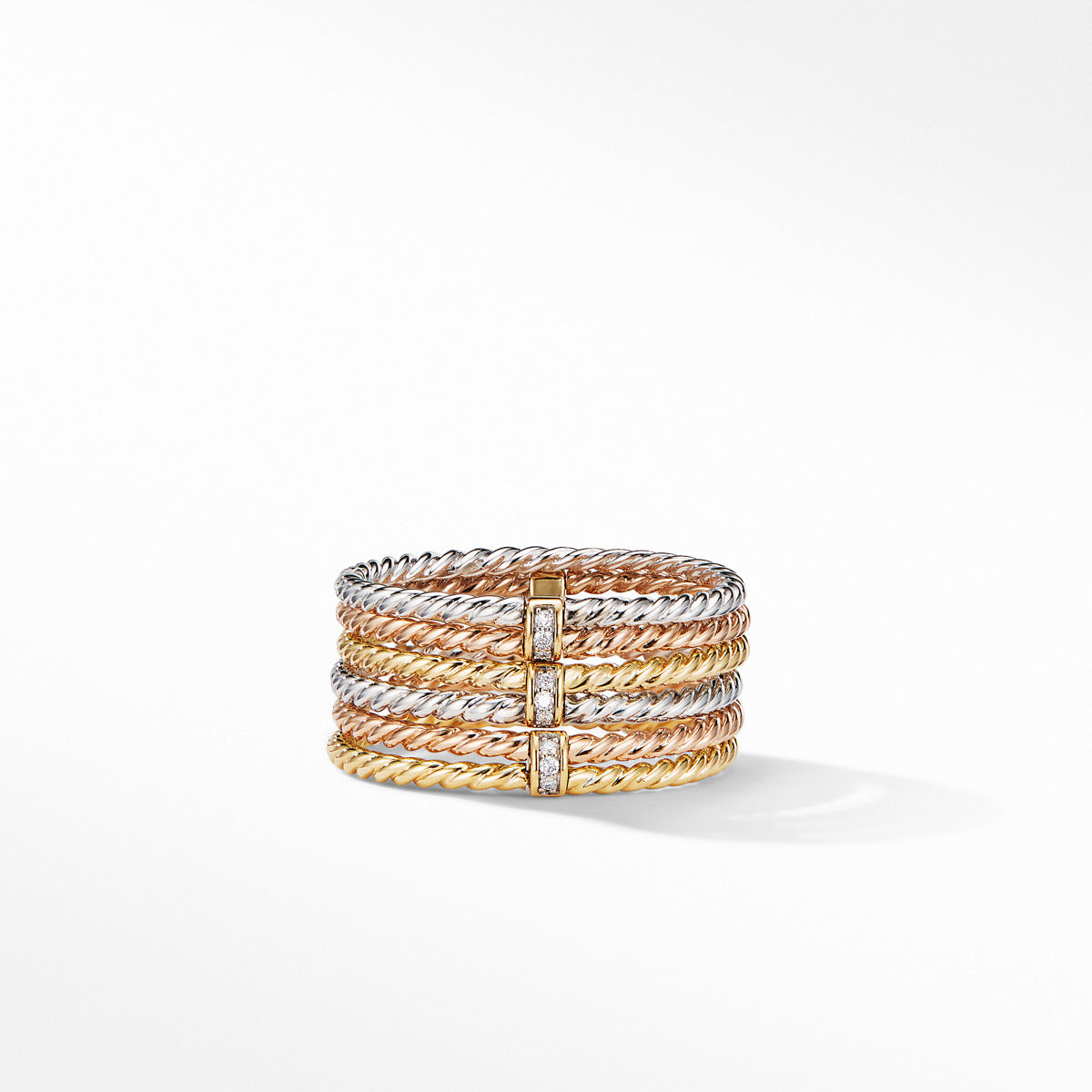 DY Origami 6-Row Cable Ring in 18K Gold with Diamonds | Schiffman's ...
