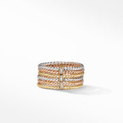 DY Origami 6-Row Cable Ring in 18K Gold with Diamonds