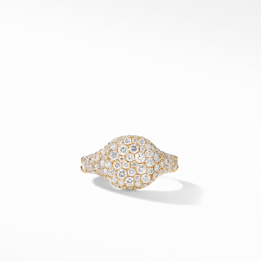 Mini Chevron Pinky Ring in 18K Yellow Gold with Pave Diamonds