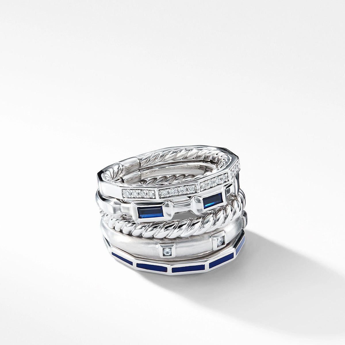 Stax Five Row Ring in 18K White Gold with Sapphires