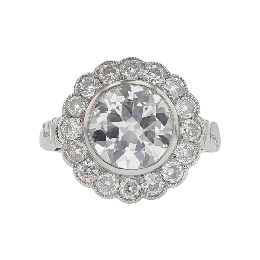 2.50-Carat Brilliant Diamond Halo Platinum Ring