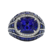 Tanzanite, Blue Sapphire and Diamond Ring