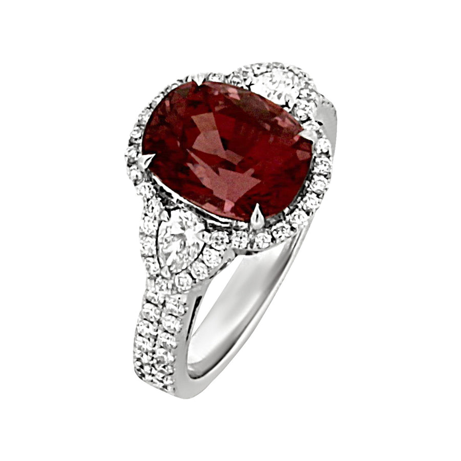 18K White Gold Spinel and Diamond Halo Ring