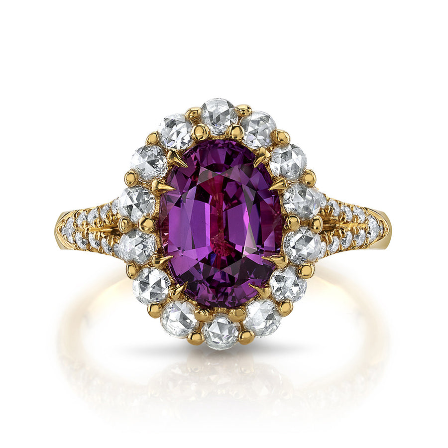 18K Yellow Gold Oval Sapphire and Diamond Ring