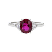 Platinum Oval Ruby and Diamond Ring
