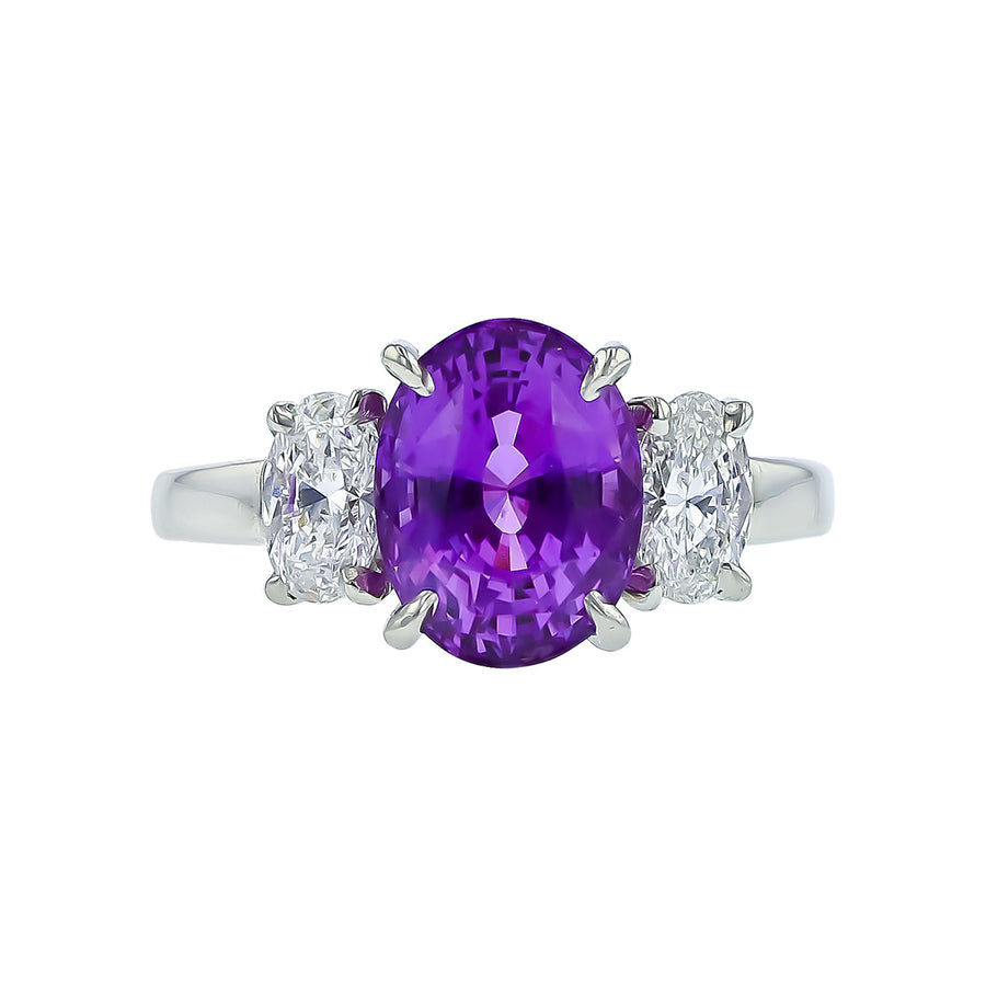 Platinum Ceylon Purple Sapphire and Diamond Ring